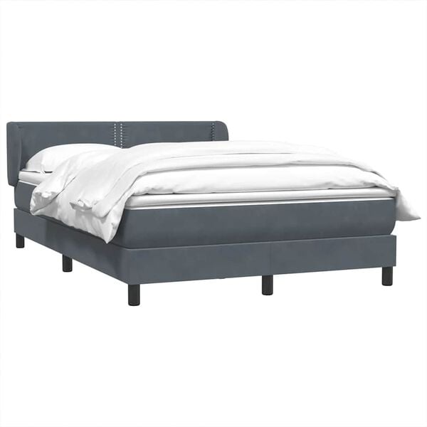 vidaXL Sommier &agrave; lattes de lit et matelas gris fonc&eacute; 140x210cm velours