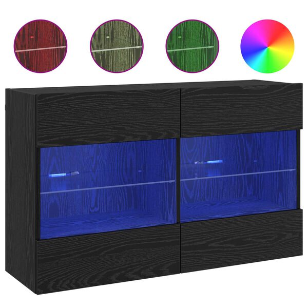 vidaXL Meuble TV mural Montage mural Ch&ecirc;ne noir 98,5 x 30 x 60,5 cm