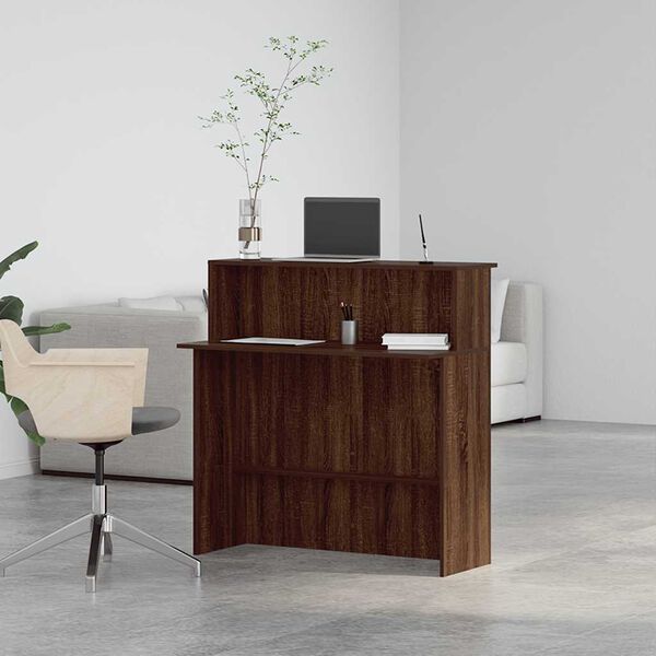 vidaXL Bureau de r&eacute;ception ch&ecirc;ne brun 100x50x103,5cm bois d'ing&eacute;nierie