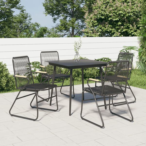 vidaXL Ensemble à manger de jardin 5 pcs Noir Rotin PVC