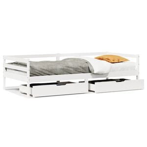 vidaXL Lit de jour et tiroirs sans matelas blanc 90x200 cm bois massif