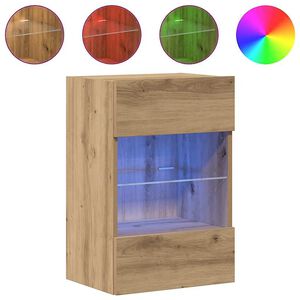 vidaXL Meubles muraux avec lumi&egrave;res LED pour TV 2 pcs ch&ecirc;ne artisanal