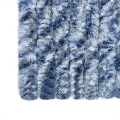 vidaXL Rideau anti-mouches bleu et blanc 100x200 cm chenille