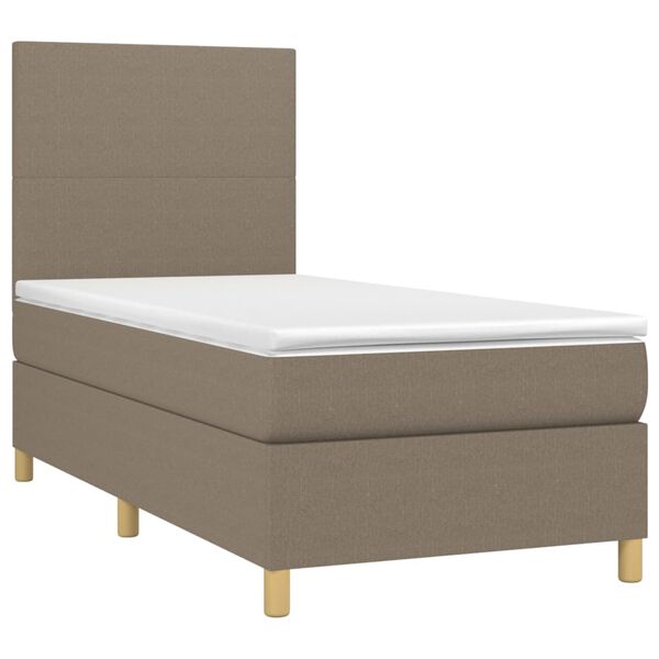 vidaXL Sommier &agrave; lattes de lit et matelas et LED Taupe 90x190 cm Tissu