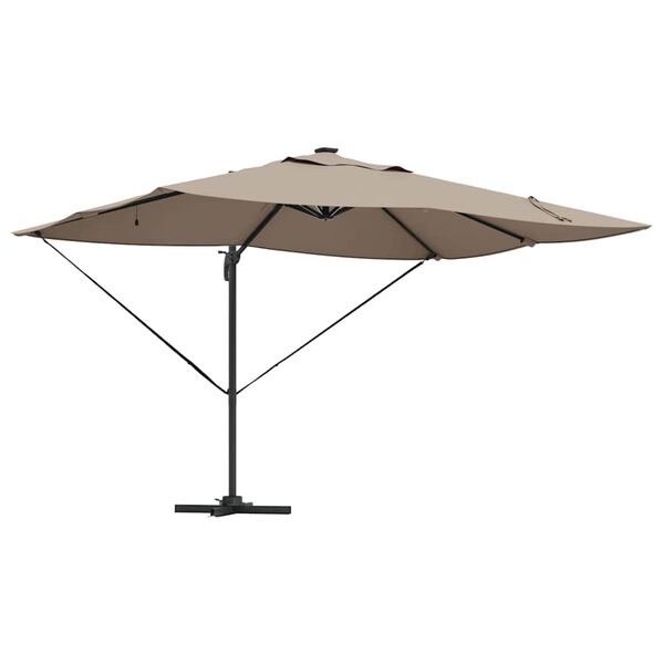 vidaXL Parasol Roma à Bras Déporté Taupe et Noir 352 x 251 x 265 cm