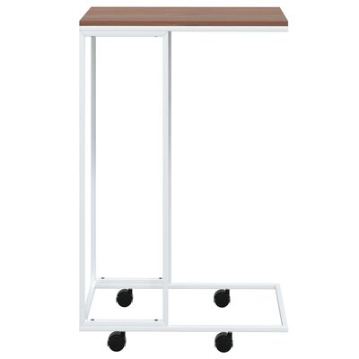 vidaXL Table d'appoint avec roues Blanc 40x30x63,5cm Bois d'ingénierie