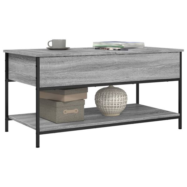 vidaXL Table basse sonoma gris 100x50x50 cm bois d'ing&eacute;nierie et m&eacute;tal