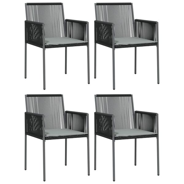 vidaXL Ensemble &agrave; manger de jardin coussins 5pcs noir rotin et acier