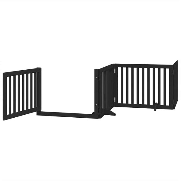 vidaXL Barri&egrave;re pour chien porte pliable 6 panneaux noir bois peuplier