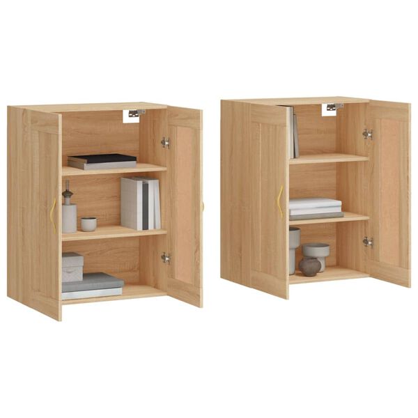 vidaXL Armoires murales 2 pcs ch&ecirc;ne sonoma bois d'ing&eacute;nierie