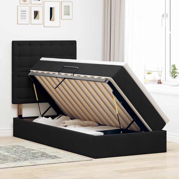 vidaXL Lit avec rangement et matelas Noir 90 x 200 cm Velours