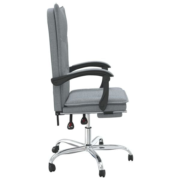 vidaXL Fauteuil inclinable de bureau Gris clair Tissu