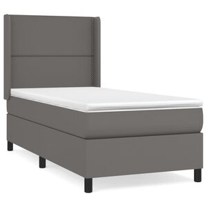 vidaXL Sommier &agrave; lattes de lit avec matelas Gris 100x200 cm Similicuir