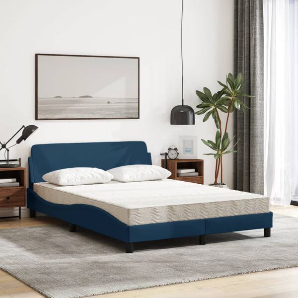 vidaXL Lit avec matelas Dover bleu 140x200 cm tissu