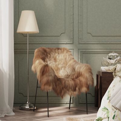 vidaXL Housse de chaise en peau de mouton islandaise Marron 70x110 cm