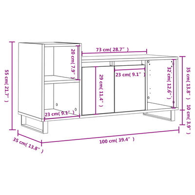 vidaXL Meuble TV Sonoma gris 100x35x55 cm Bois d'ingénierie