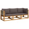 vidaXL Ensemble de canap&eacute;s de jardin 3 pi&egrave;ces avec coussins, bois d'acacia et corde,