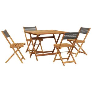 vidaXL Ensemble &agrave; manger de jardin 5pcs gris polypropyl&egrave;ne bois massif