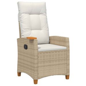 vidaXL Chaise inclinable avec plateau &agrave; th&eacute; polyrotin