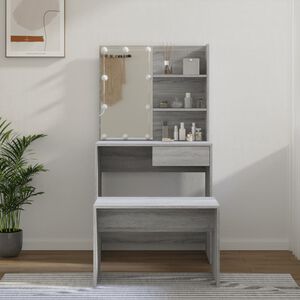 vidaXL Ensemble de coiffeuse avec LED Sonoma gris Bois d'ing&eacute;nierie