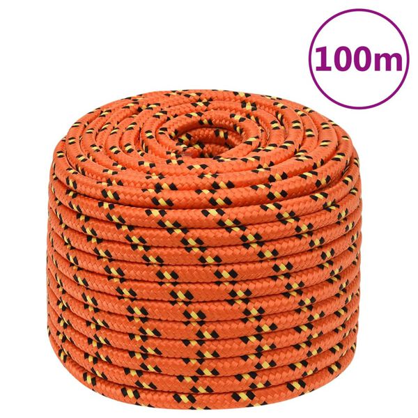 vidaXL Corde de bateau Orange 12 mm 100 m Polypropyl&egrave;ne