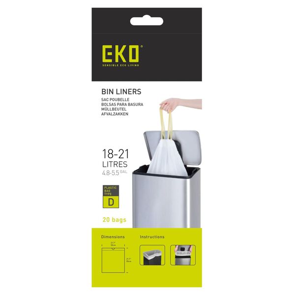 EKO Ensemble sacs poubelle D 18-21 L 24x20 pcs Blanc