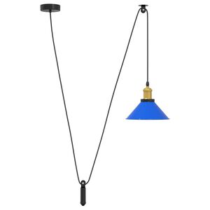 vidaXL Lampe suspendue r&eacute;glable hauteur E27 bleu fonc&eacute; &Oslash; 22 cm m&eacute;tal