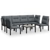vidaXL Salon de jardin 7 pcs noir et gris r&eacute;sine tress&eacute;e