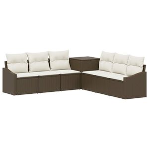 vidaXL Ensemble de Canap&eacute;s 7 pc Marron et cr&egrave;me blanche