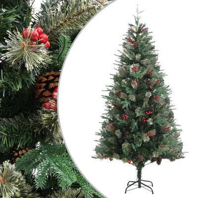 vidaXL Sapin de Noël avec pommes de pin Vert 225 cm PVC et PE