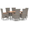 vidaXL Ensemble &agrave; manger de jardin et coussins 7 pcs gris rotin