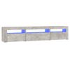 vidaXL Meuble TV avec lumi&egrave;res LED Gris b&eacute;ton 195x35x40 cm