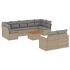 vidaXL Salon de jardin et coussins 10 pcs m&eacute;lange beige r&eacute;sine tress&eacute;e