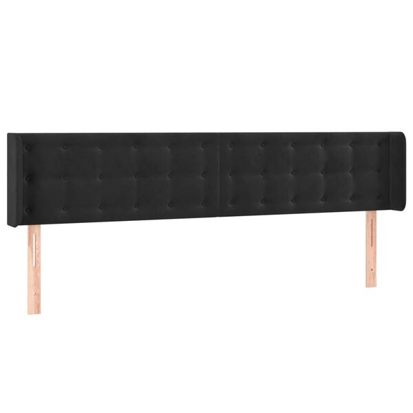 vidaXL T&ecirc;te de lit avec oreilles Noir 203x16x78/88 cm Velours