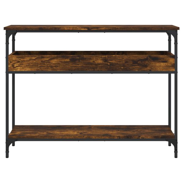vidaXL Table console avec &eacute;tag&egrave;re ch&ecirc;ne fum&eacute; 100x29x75 cm