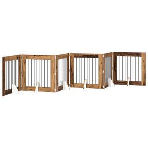 vidaXL Porte de chien pliable avec supports 6 pc Bois ancien 482 cm
