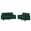 vidaXL Ensemble de canap&eacute;s 2 pcs avec coussins Vert fonc&eacute; Velours