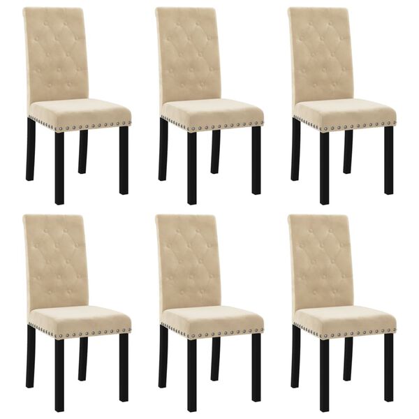 vidaXL Chaises &agrave; manger lot de 6 cr&egrave;me velours