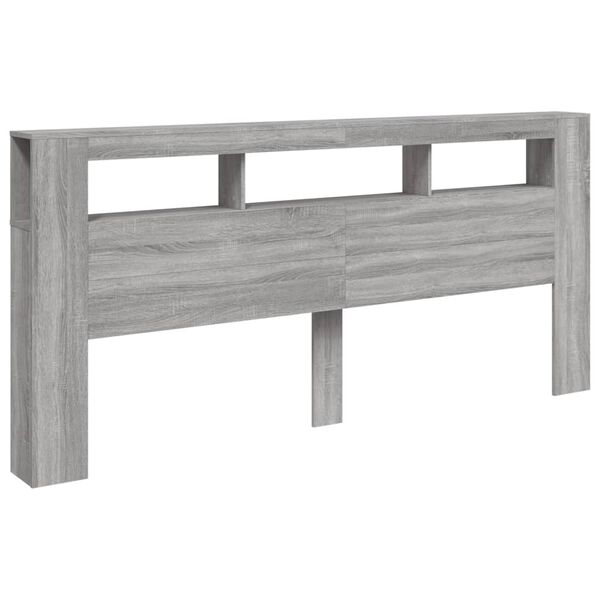 vidaXL Tête de lit à LED sonoma gris 220x18,5x103,5 cm bois ingénierie