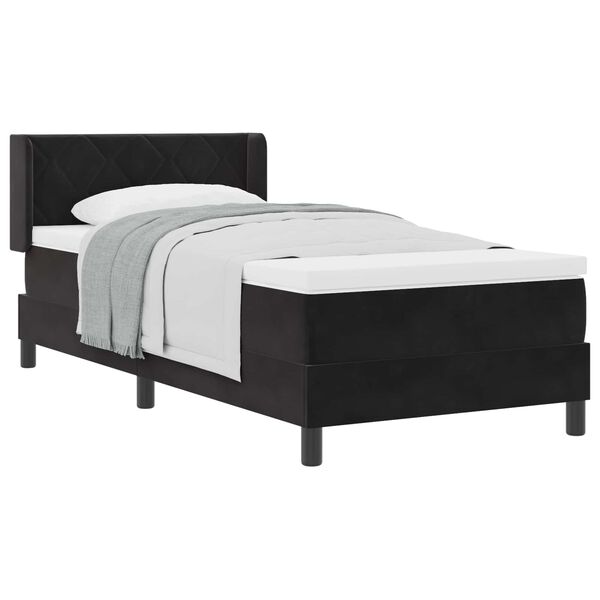 vidaXL Lit &agrave; ressorts avec matelas Noir 190 x 90 cm Polyester