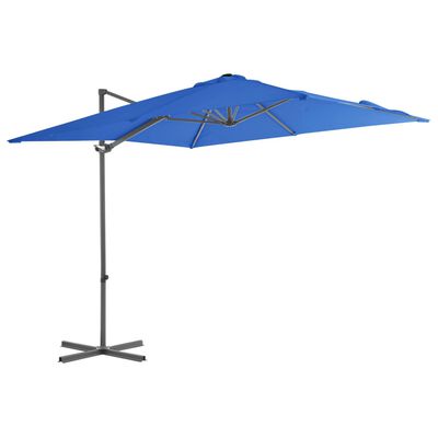 vidaXL Parasol de jardin en porte-à-faux avec mât en acier bleu azuré