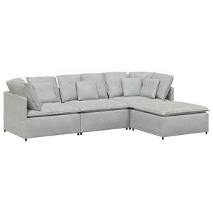 vidaXL Canap&eacute; modulaire et repose-pieds et coussins velours gris fonc&eacute;