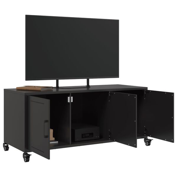 vidaXL Meuble TV noir 100,5x39x43,5 cm acier