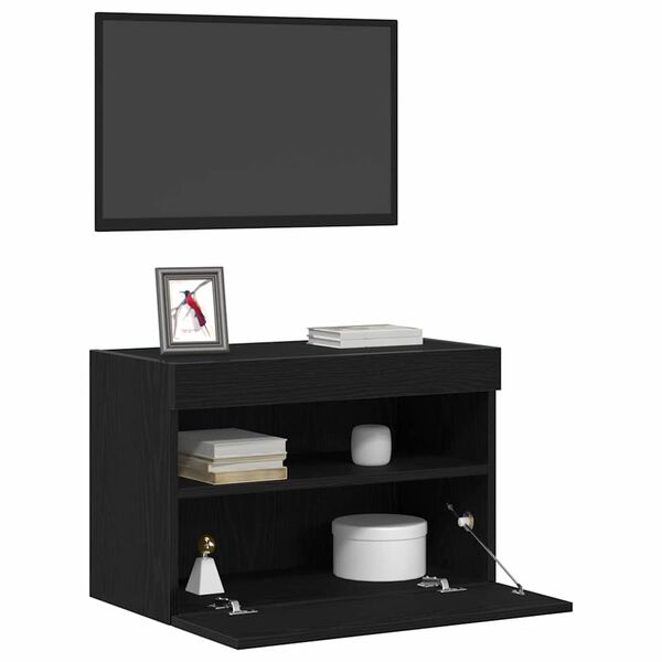 vidaXL Meuble TV mural Ch&ecirc;ne noir 60 x 30 x 40 cm Bois d'ing&eacute;nierie
