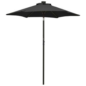 vidaXL Parasol de jardin avec lumi&egrave;res LED noir 200x211 cm aluminium