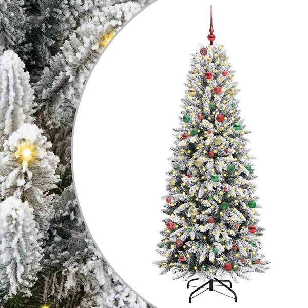 vidaXL Sapin de No&euml;l artificiel avec 300 LED avec support Blanc 210 cm