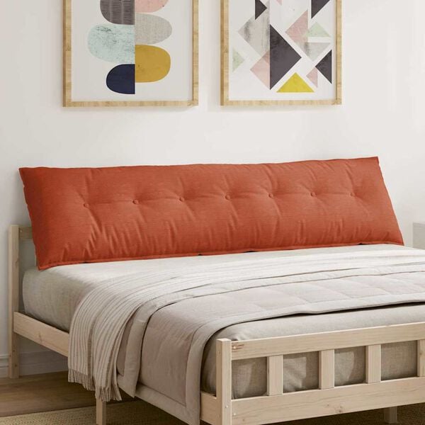 vidaXL Coussin de Dos Rouge orange 200 x 50 cm Tissu en velours c&ocirc;tel&eacute;