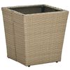 vidaXL Table &agrave; th&eacute; Beige 41,5x41,5x44cm R&eacute;sine tress&eacute;e et verre tremp&eacute;