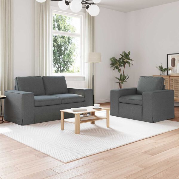 vidaXL Canap&eacute; 120cm 2 pcs Gris fonc&eacute; M&eacute;tал