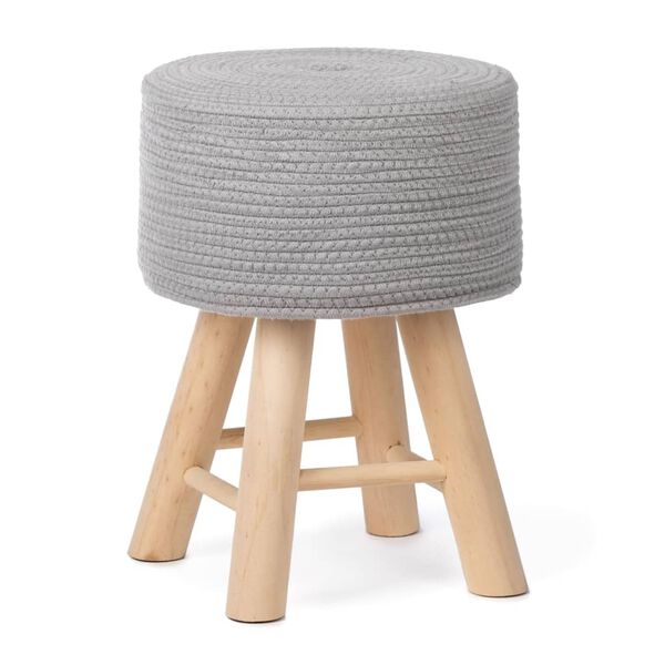 KidsDepot Tabouret Iggy 29 cm Coton et bois Gris